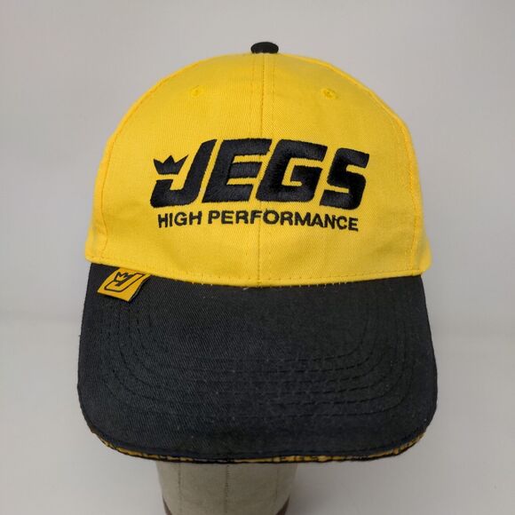 JEGS High Performance Strapback Hat Black Yellow Adjustable Embroidered Logo - Picture 3 of 12